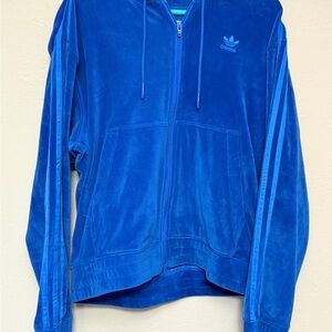 Adidas x Jeremy Scott Full-Zip Hoodie in blue velour size S NWOT